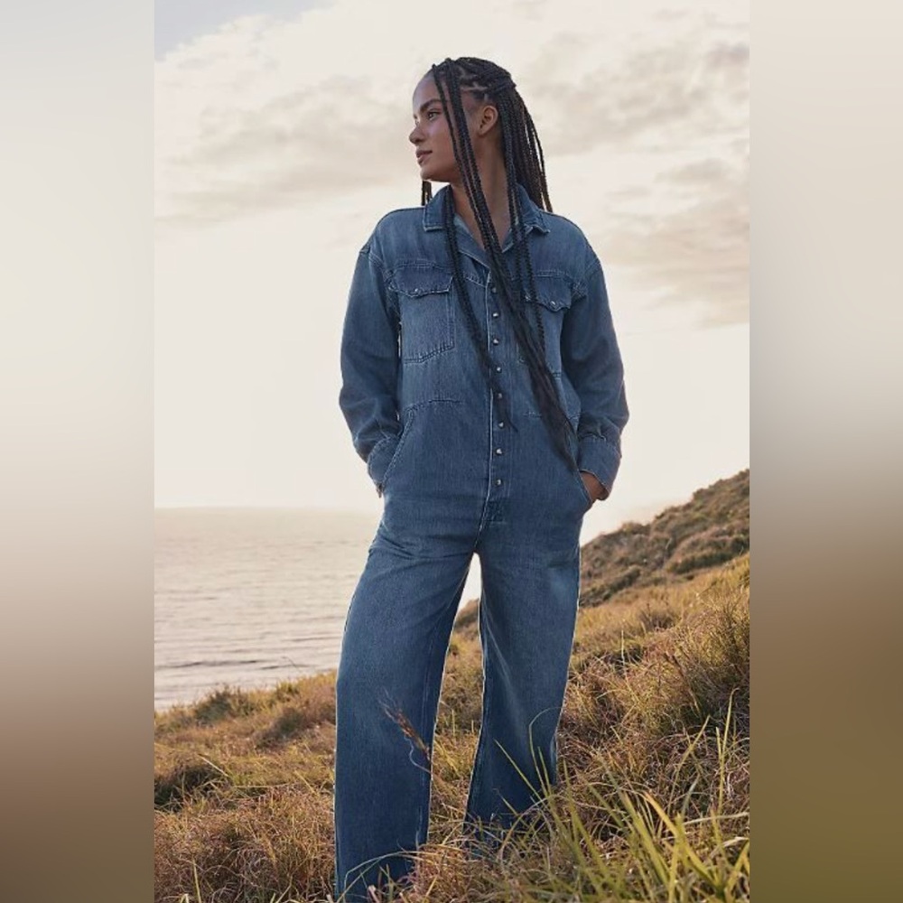 Free People Townes Denim Jumpsuit